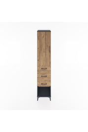 Hyperion Dolap 3 Raflı 3 Çekmeceli Tek Kapaklı 44x44x221 Antrasit-Çam