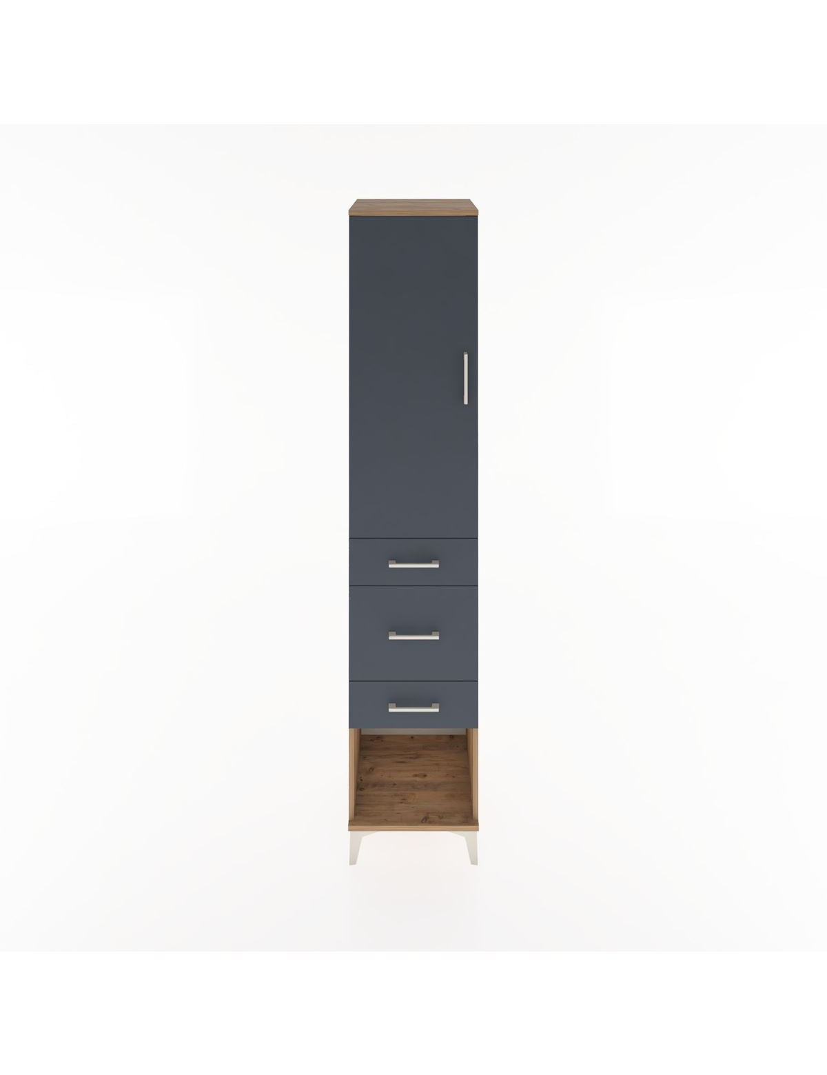 Hyperion Dolap 3 Raflı 3 Çekmeceli Tek Kapaklı 44x44x221 Çam-Antrasit