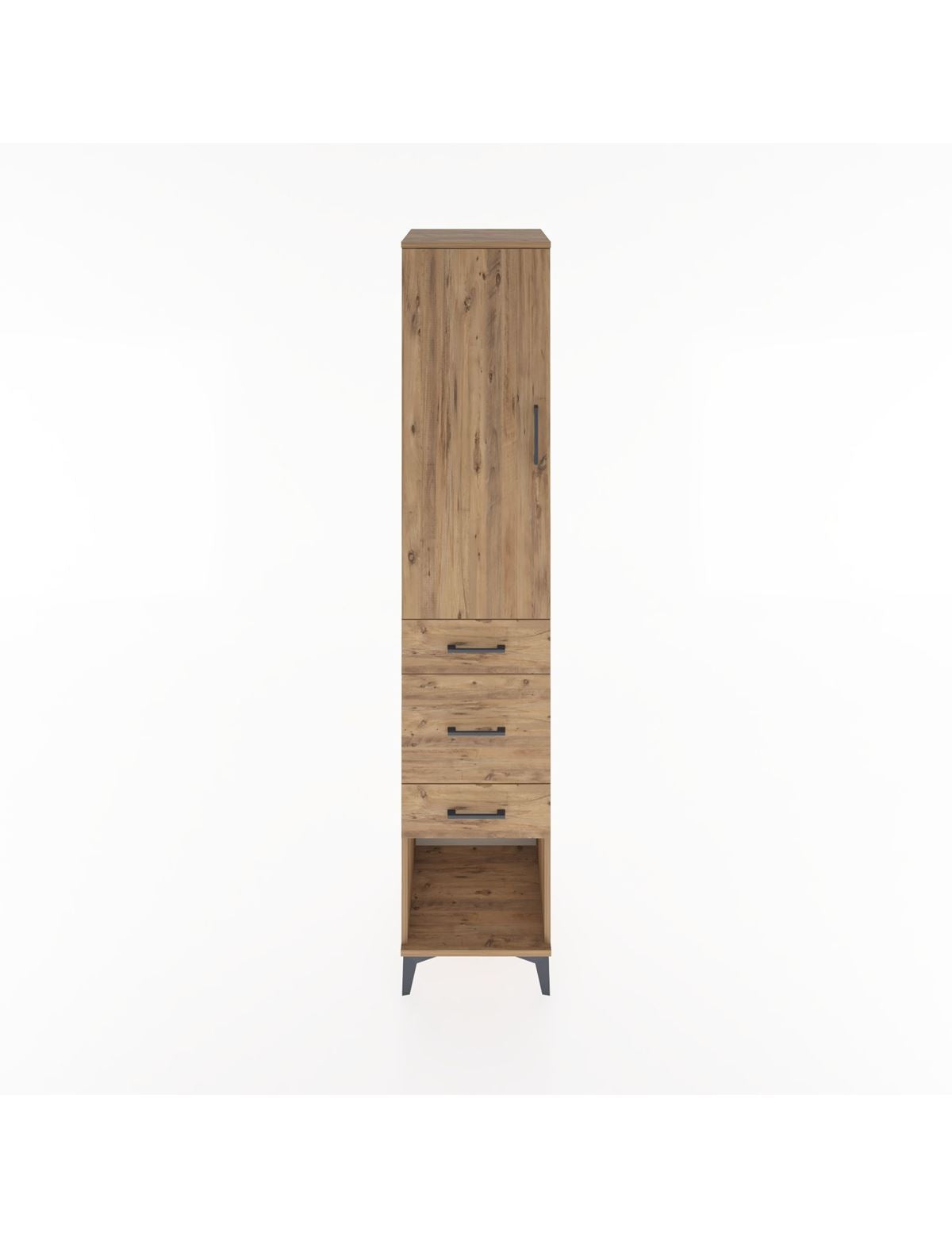 Hyperion Dolap 3 Raflı 3 Çekmeceli Tek Kapaklı 44x44x221 Çam-Çam