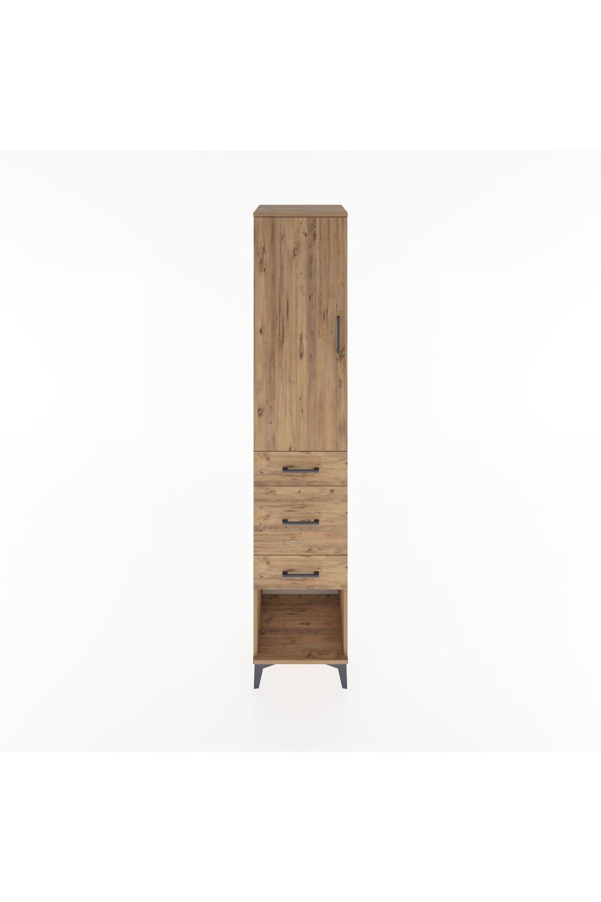 Hyperion Dolap 3 Raflı 3 Çekmeceli Tek Kapaklı 44x44x221 Çam-Çam