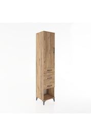Hyperion Dolap 3 Raflı 3 Çekmeceli Tek Kapaklı 44x44x221 Çam-Çam
