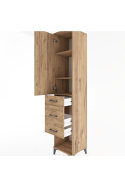 Hyperion Dolap 3 Raflı 3 Çekmeceli Tek Kapaklı 44x44x221 Çam-Çam