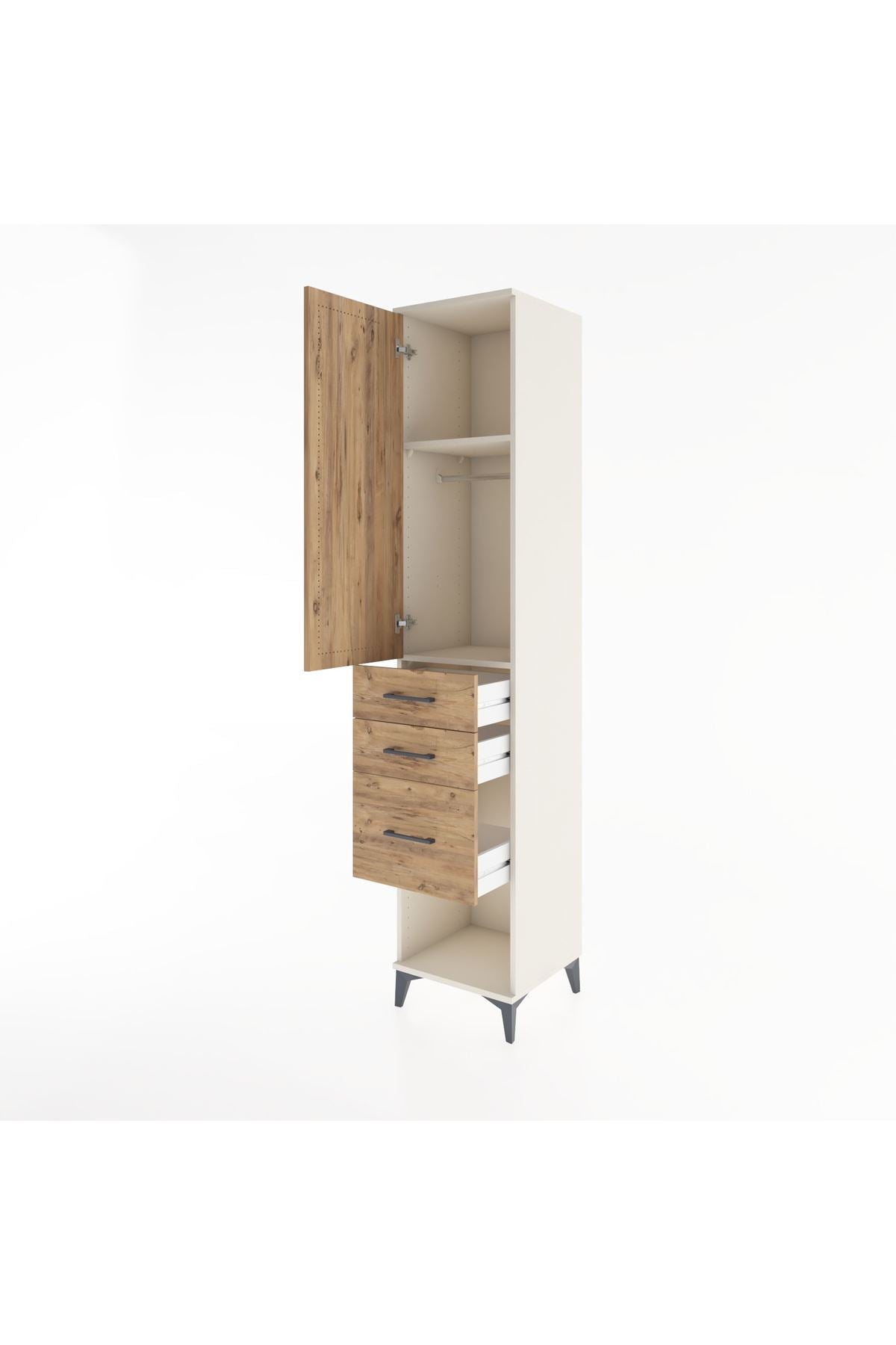 Hyperion Dolap 2 Raflı 3 Çekmeceli Tek Askılı 44x44x221 Aytaşı-Çam