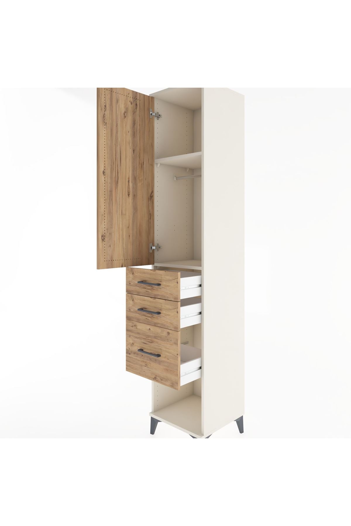 Hyperion Dolap 2 Raflı 3 Çekmeceli Tek Askılı 44x44x221 Aytaşı-Çam