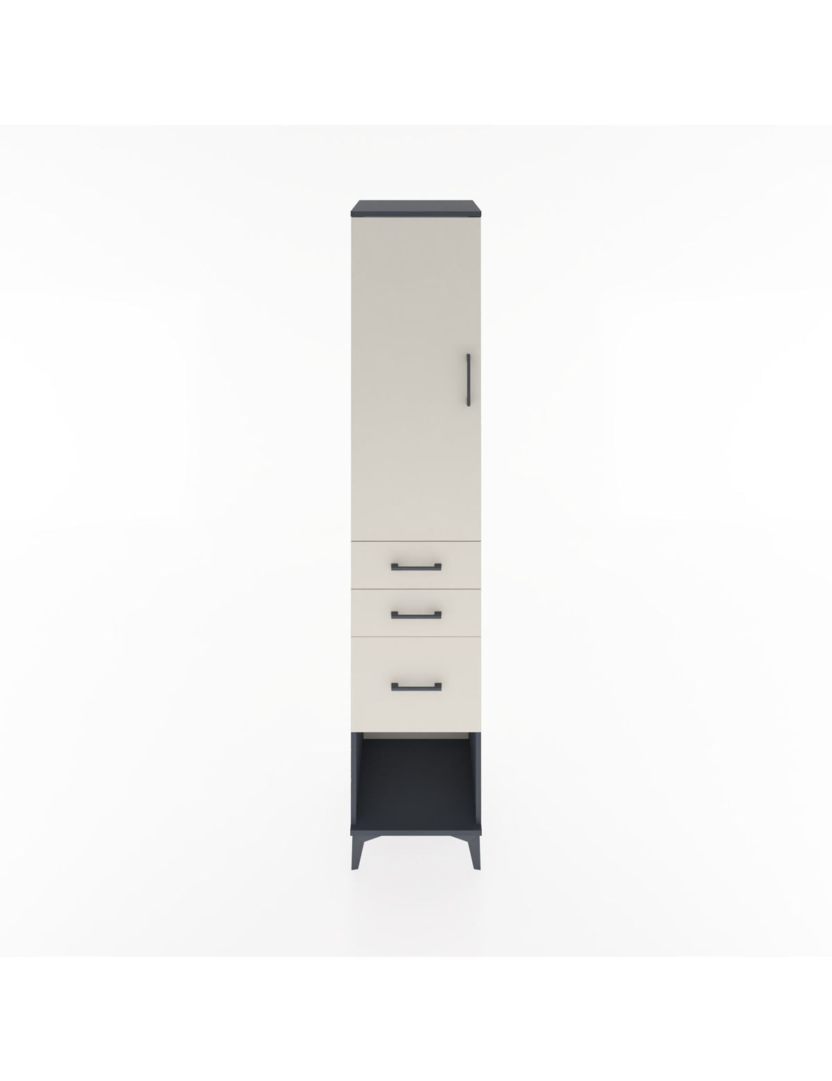 Hyperion Dolap 2 Raflı 3 Çekmeceli Tek Askılı 44x44x221 Antrasit-Aytaşı