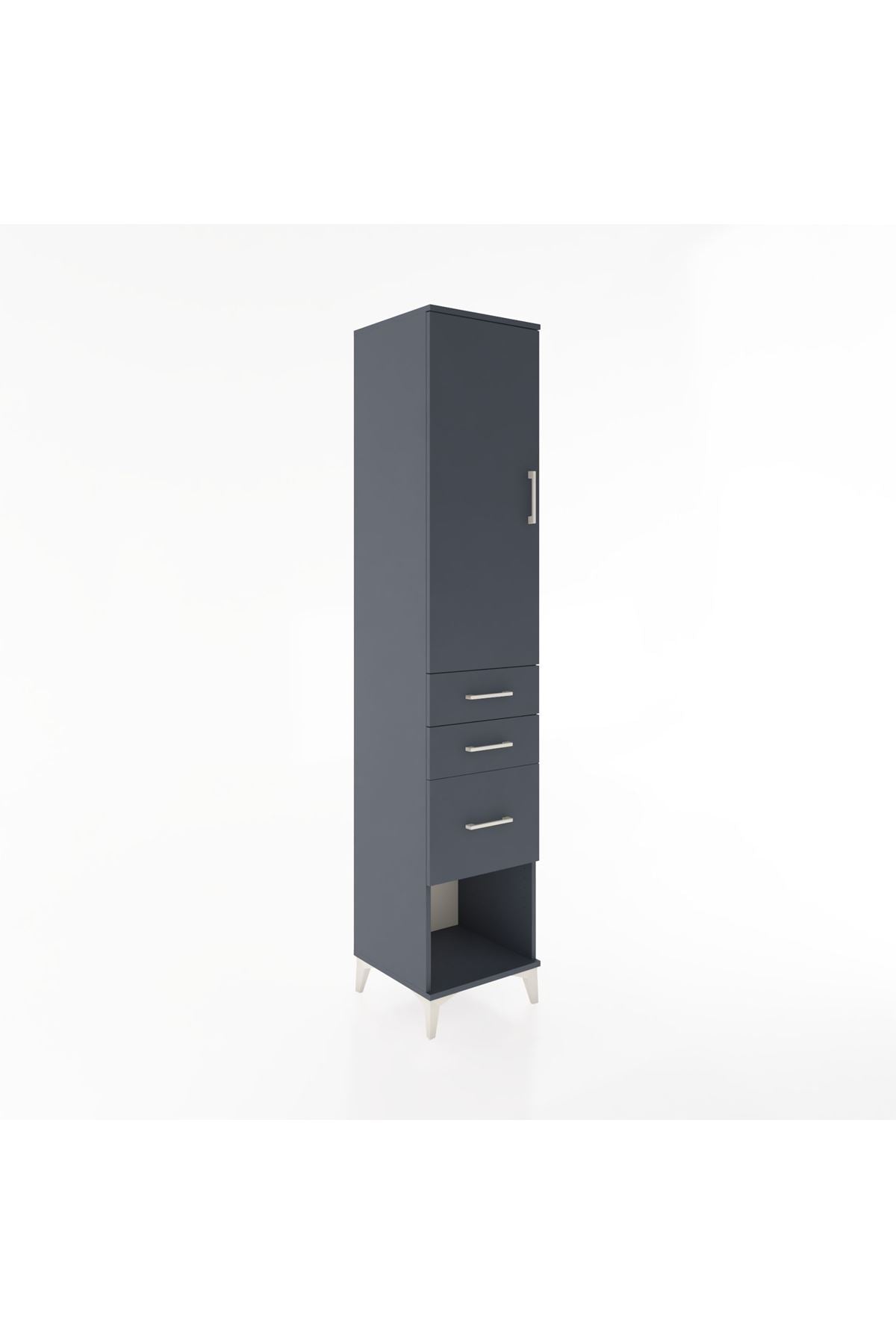 Hyperion Dolap 2 Raflı 3 Çekmeceli Tek Askılı 44x44x221 Antrasit-Antrasit