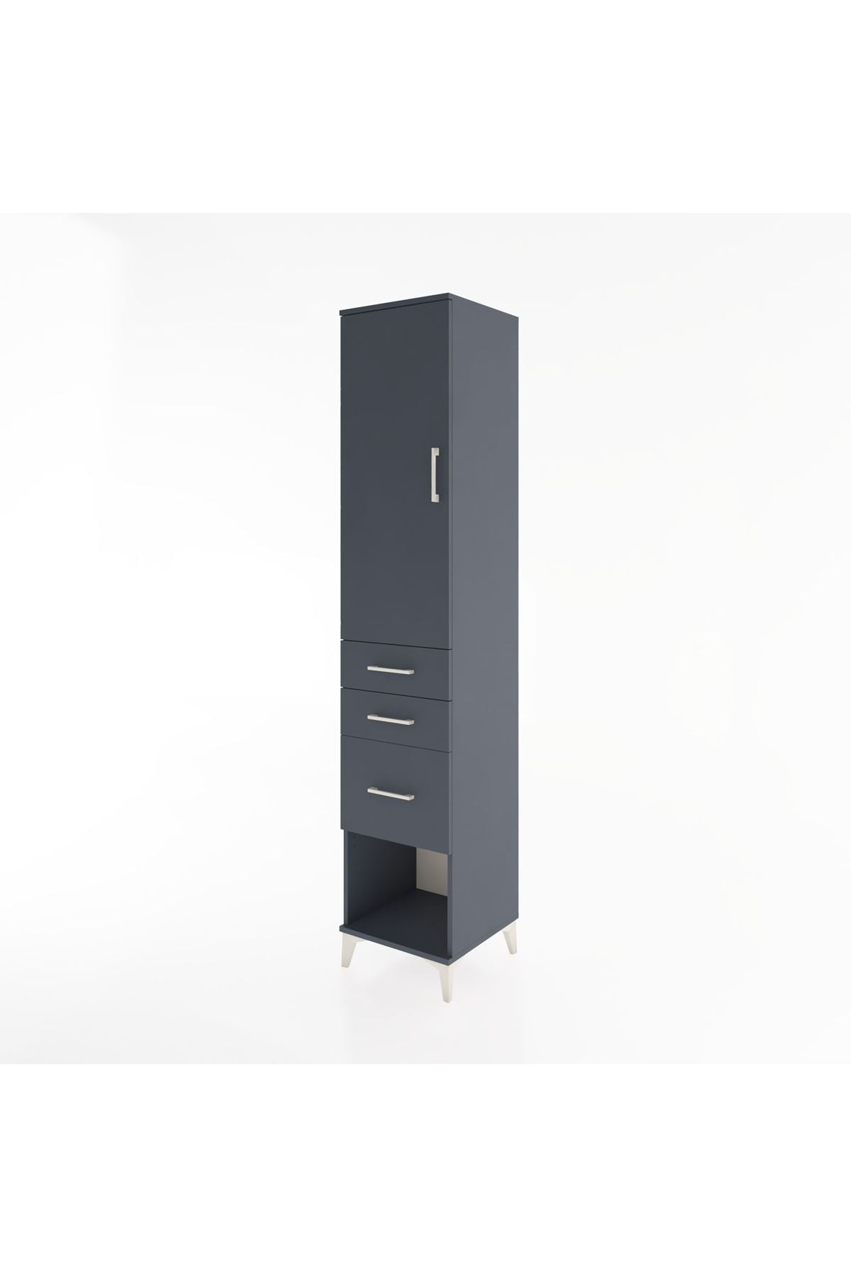 Hyperion Dolap 2 Raflı 3 Çekmeceli Tek Askılı 44x44x221 Antrasit-Antrasit