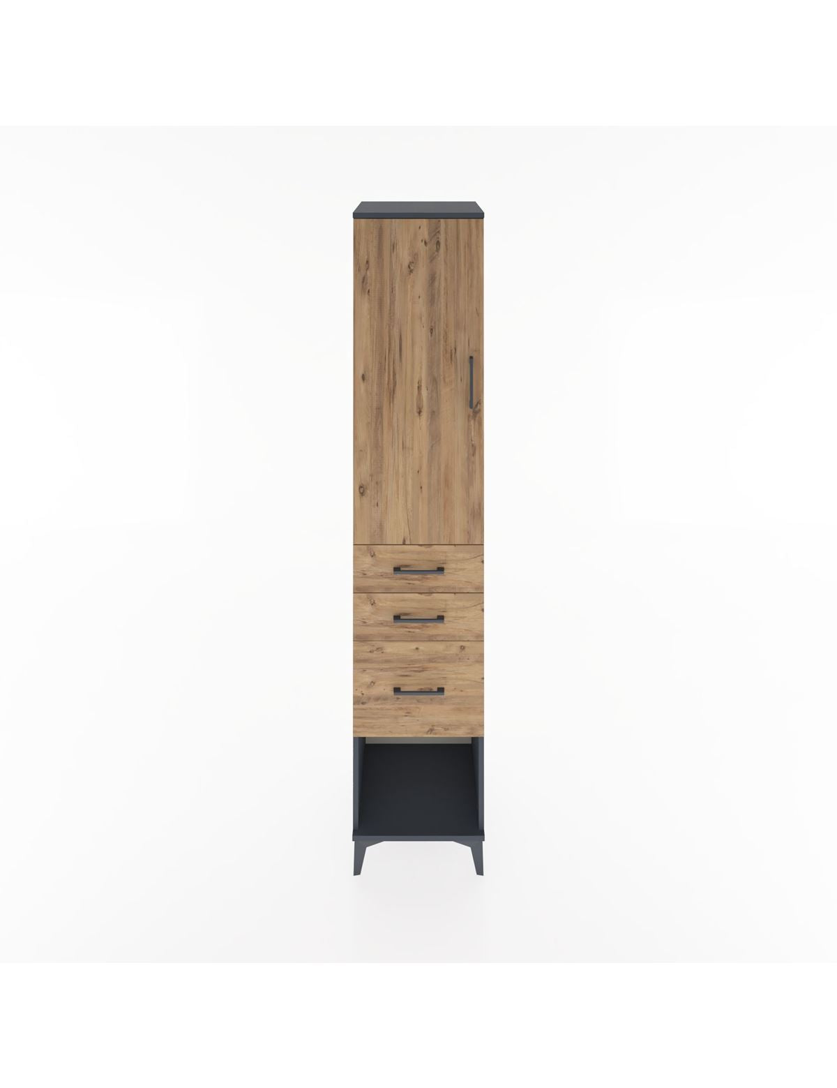 Hyperion Dolap 2 Raflı 3 Çekmeceli Tek Askılı 44x44x221 Antrasit-Çam