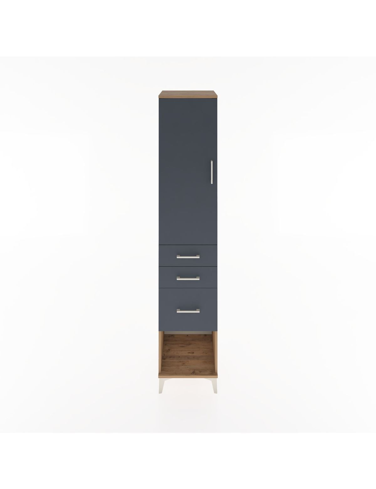 Hyperion Dolap 2 Raflı 3 Çekmeceli Tek Askılı 44x44x221 Çam-Antrasit