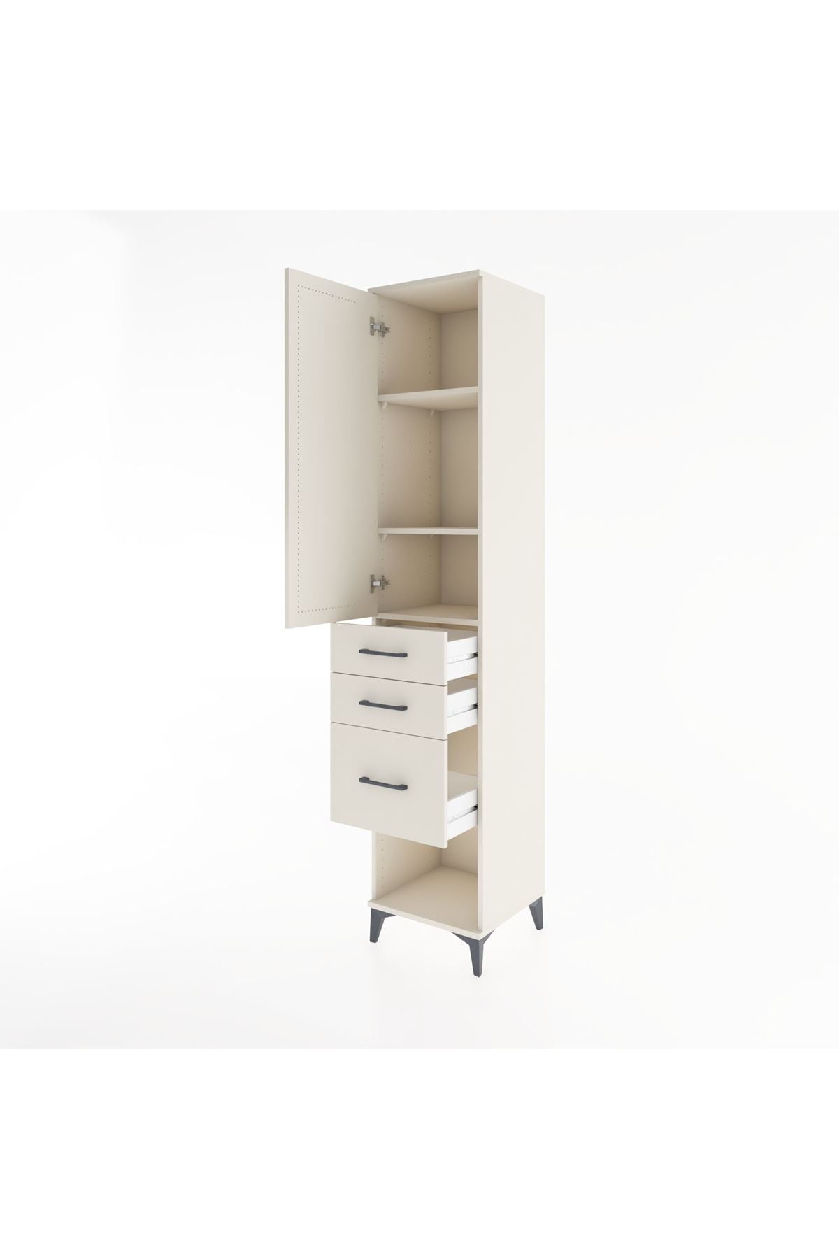 Hyperion Dolap 3 Raflı 3 Çekmeceli Tek Kapaklı 44x44x221 Aytaşı-Aytaşı