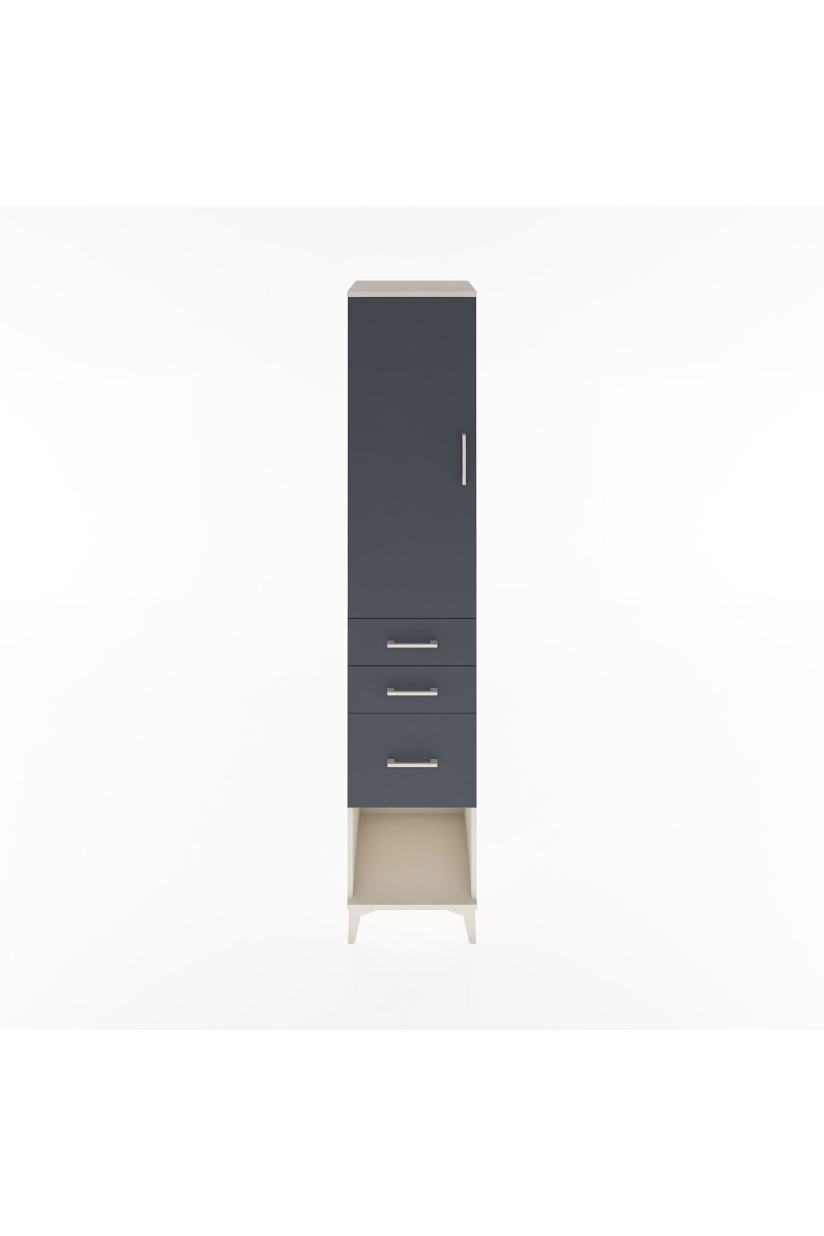 Hyperion Dolap 3 Raflı 3 Çekmeceli Tek Kapaklı 44x44x221 Aytaşı-Antrasit