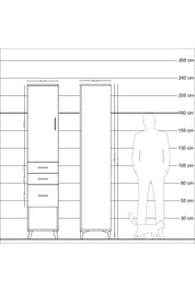 Hyperion Dolap 3 Raflı 3 Çekmeceli Tek Kapaklı 44x44x221 Aytaşı-Çam