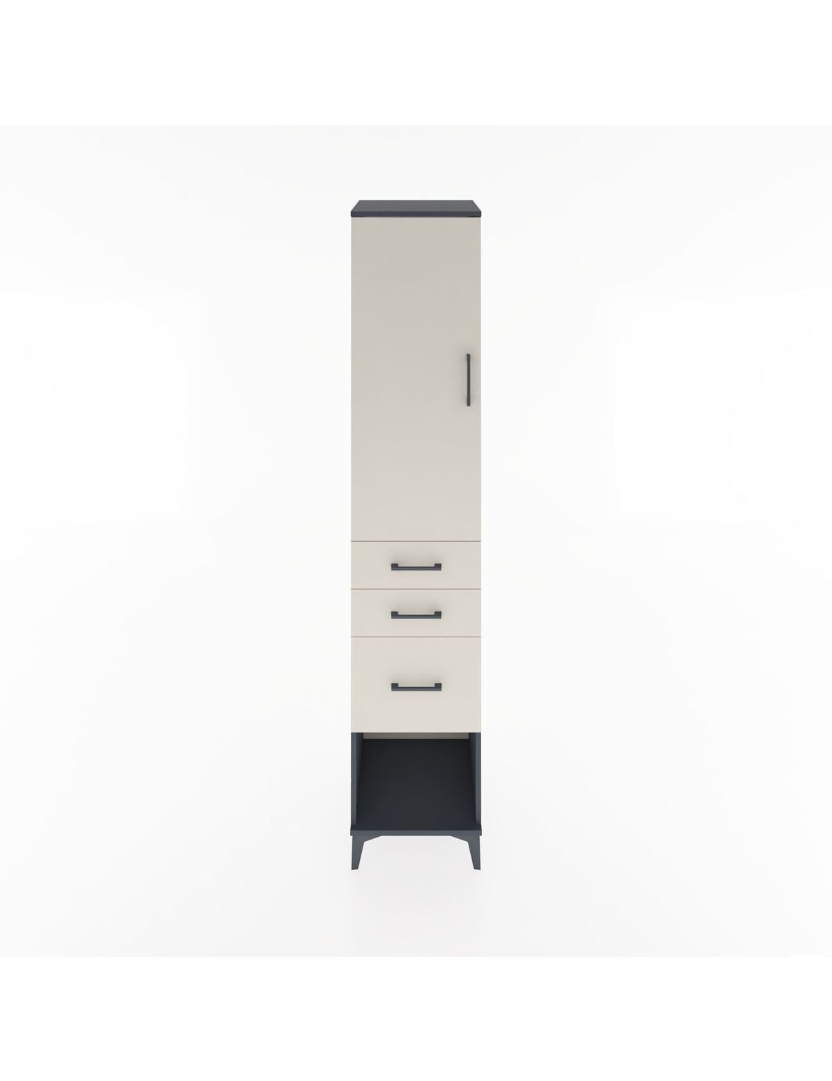 Hyperion Dolap 3 Raflı 3 Çekmeceli Tek Kapaklı 44x44x221 Antrasit-Aytaşı