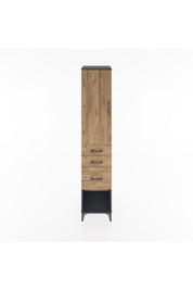 Hyperion Dolap 3 Raflı 3 Çekmeceli Tek Kapaklı 44x44x221 Antrasit-Çam