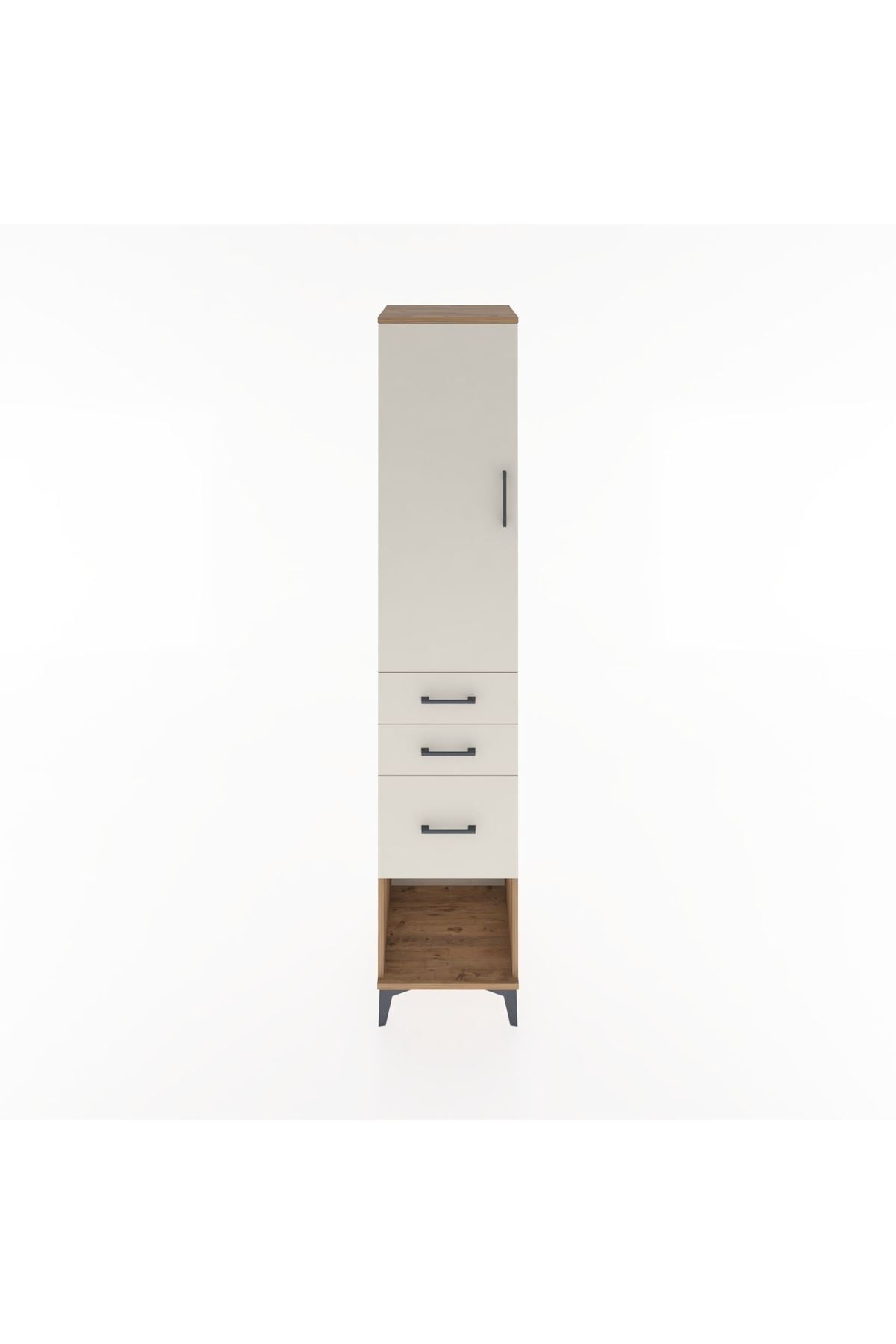 Hyperion Dolap 3 Raflı 3 Çekmeceli Tek Kapaklı 44x44x221 Çam-Aytaşı