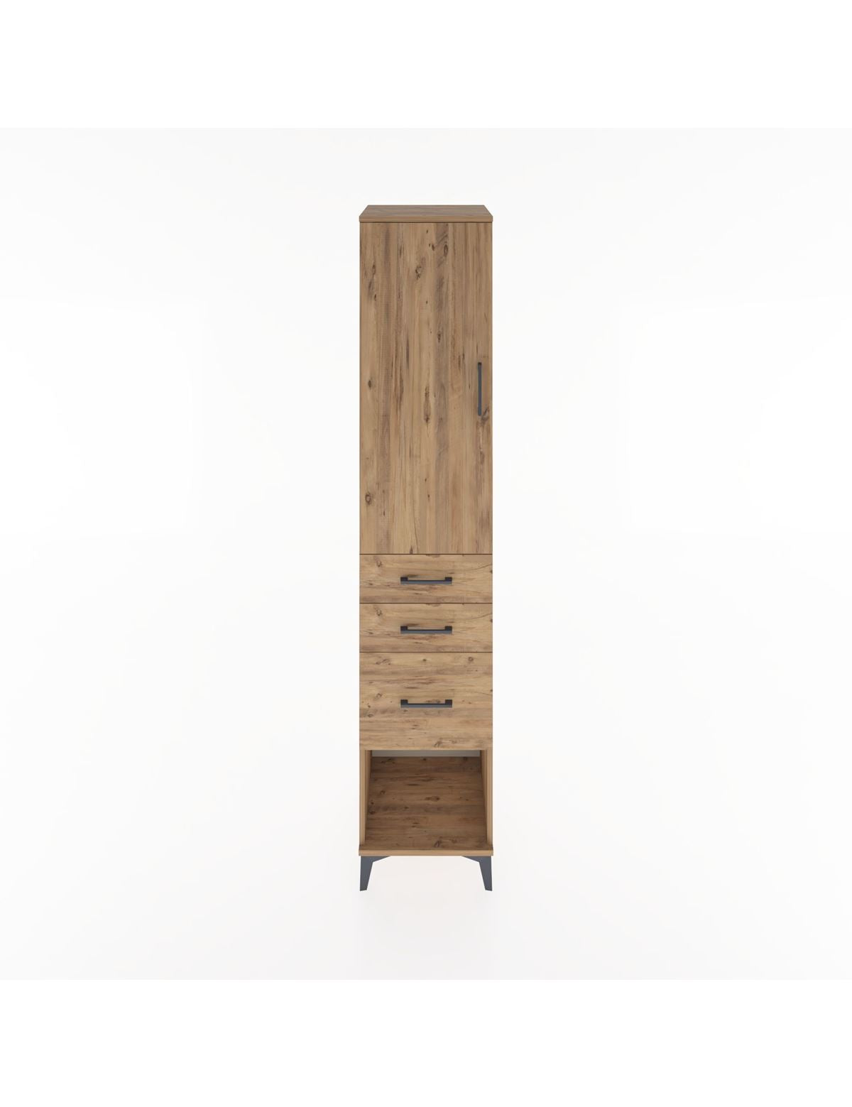 Hyperion Dolap 3 Raflı 3 Çekmeceli Tek Kapaklı 44x44x221 Çam-Çam