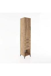 Hyperion Dolap 3 Raflı 3 Çekmeceli Tek Kapaklı 44x44x221 Çam-Çam