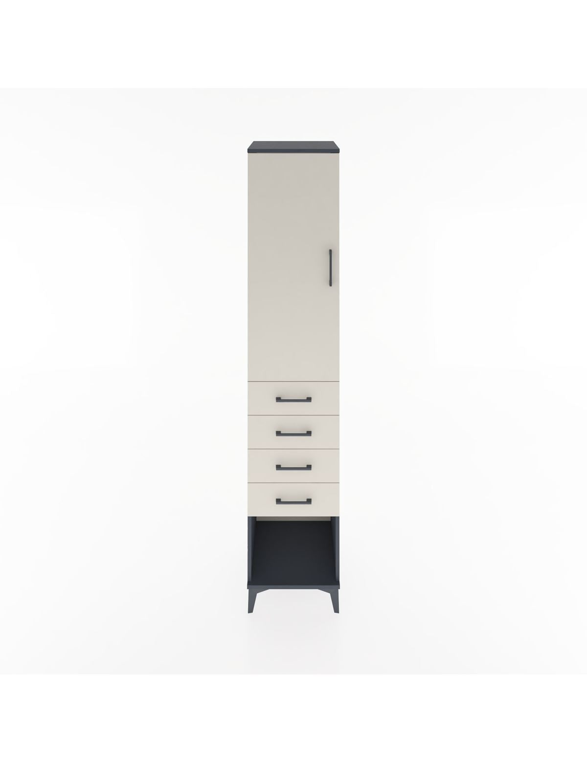 Hyperion Dolap 2 Raflı 4 Çekmeceli Tek Askılı 44x44x221 Antrasit-Aytaşı