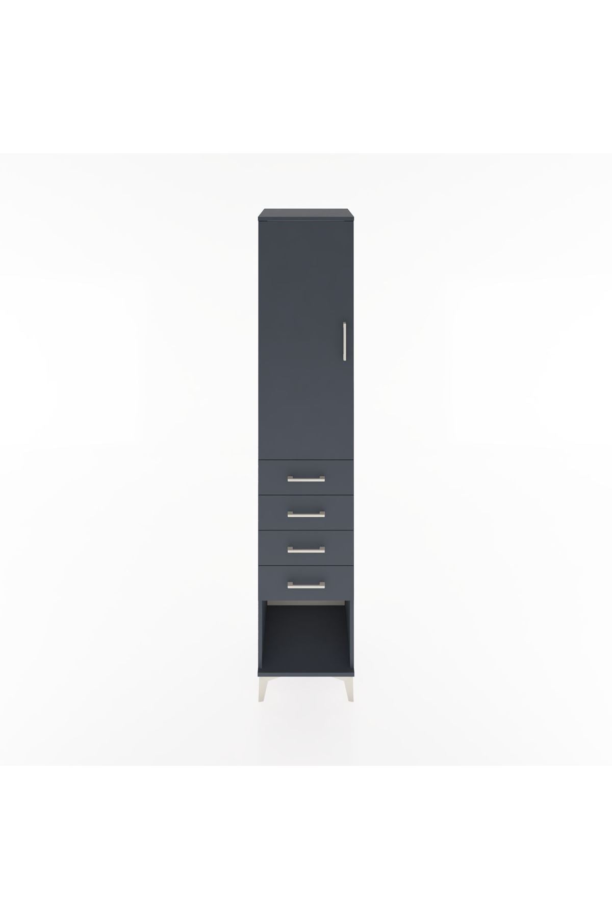 Hyperion Dolap 2 Raflı 4 Çekmeceli Tek Askılı 44x44x221 Antrasit-Antrasit