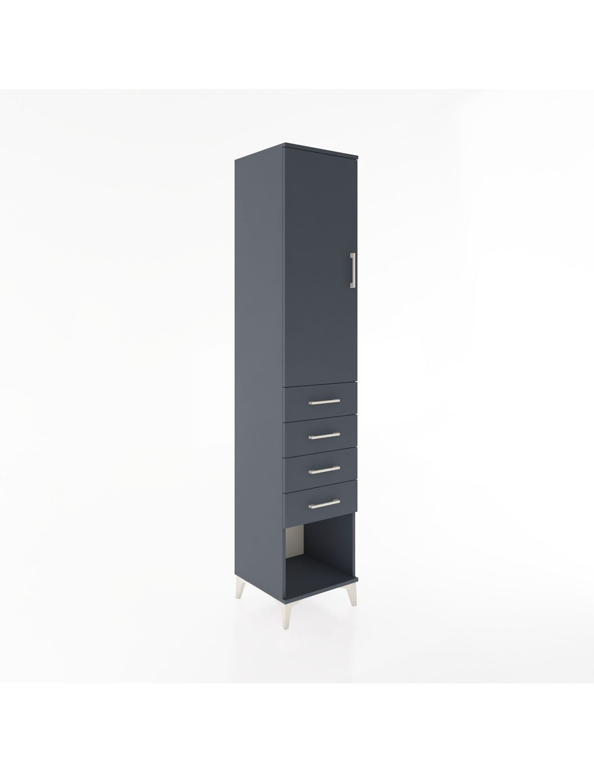 Hyperion Dolap 2 Raflı 4 Çekmeceli Tek Askılı 44x44x221 Antrasit-Antrasit