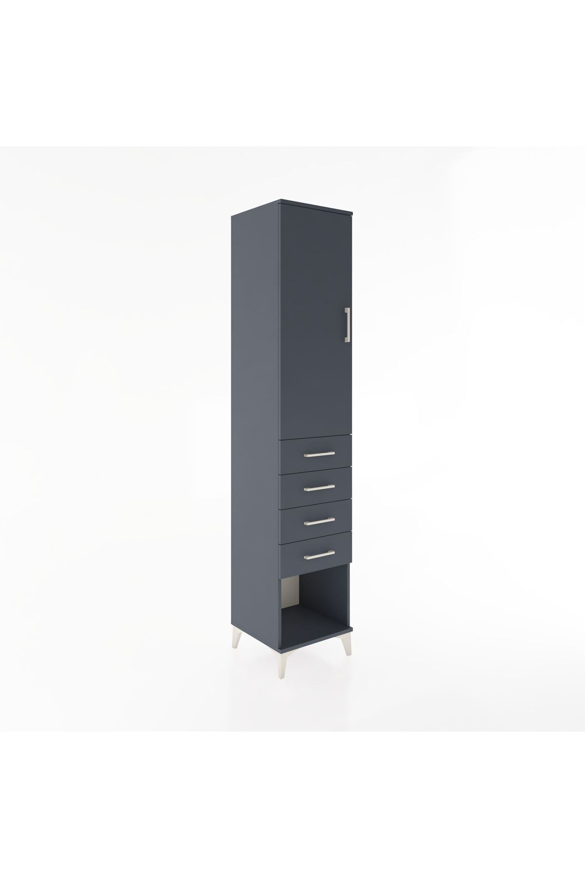 Hyperion Dolap 2 Raflı 4 Çekmeceli Tek Askılı 44x44x221 Antrasit-Antrasit