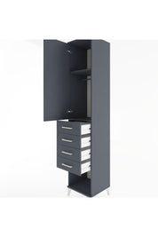 Hyperion Dolap 2 Raflı 4 Çekmeceli Tek Askılı 44x44x221 Antrasit-Antrasit