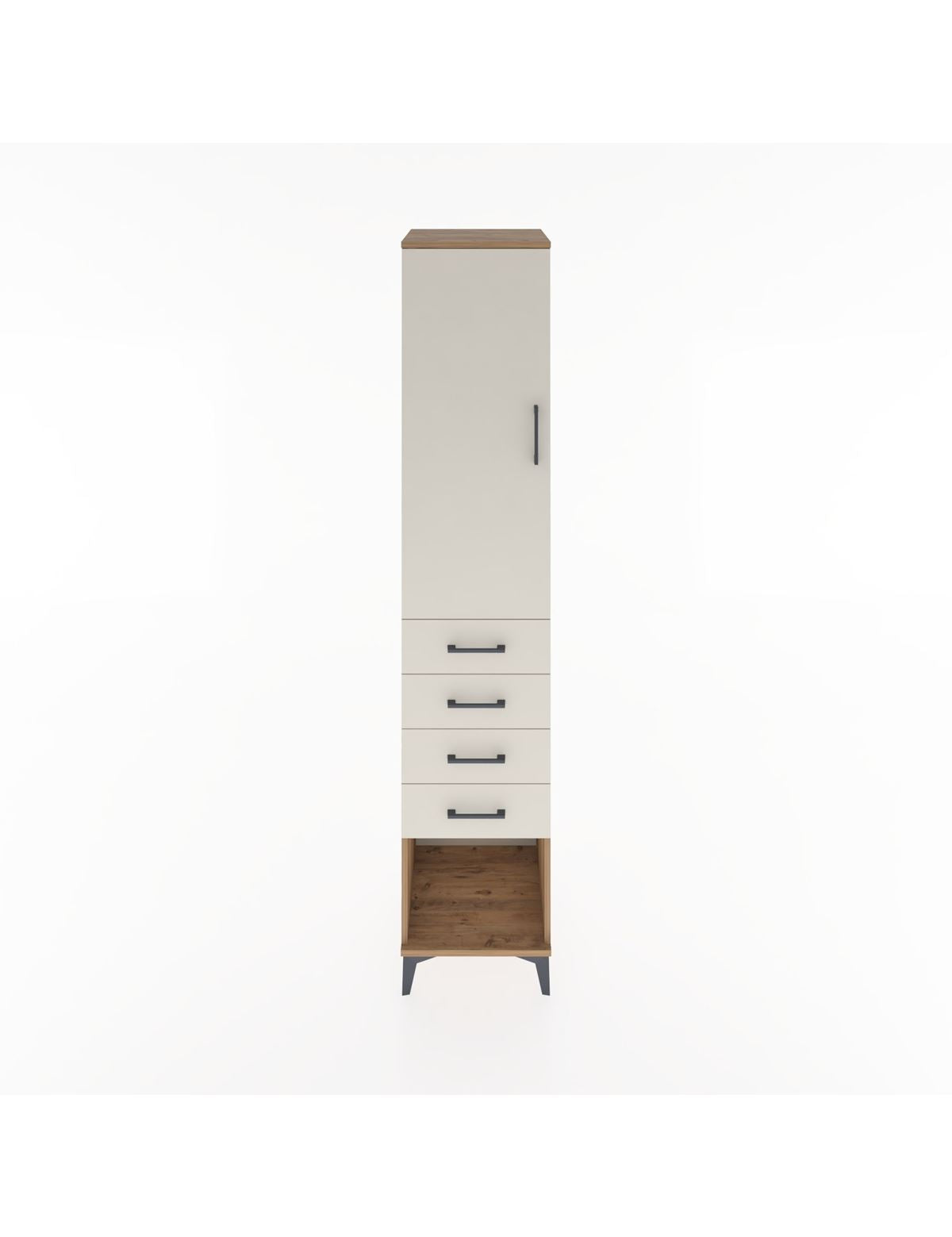 Hyperion Dolap 2 Raflı 4 Çekmeceli Tek Askılı 44x44x221 Çam-Aytaşı