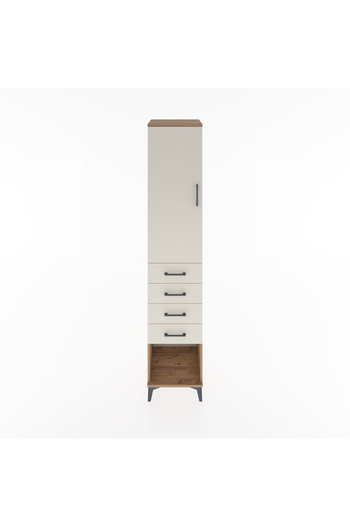 Hyperion Dolap 2 Raflı 4 Çekmeceli Tek Askılı 44x44x221 Çam-Aytaşı