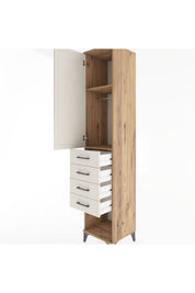 Hyperion Dolap 2 Raflı 4 Çekmeceli Tek Askılı 44x44x221 Çam-Aytaşı
