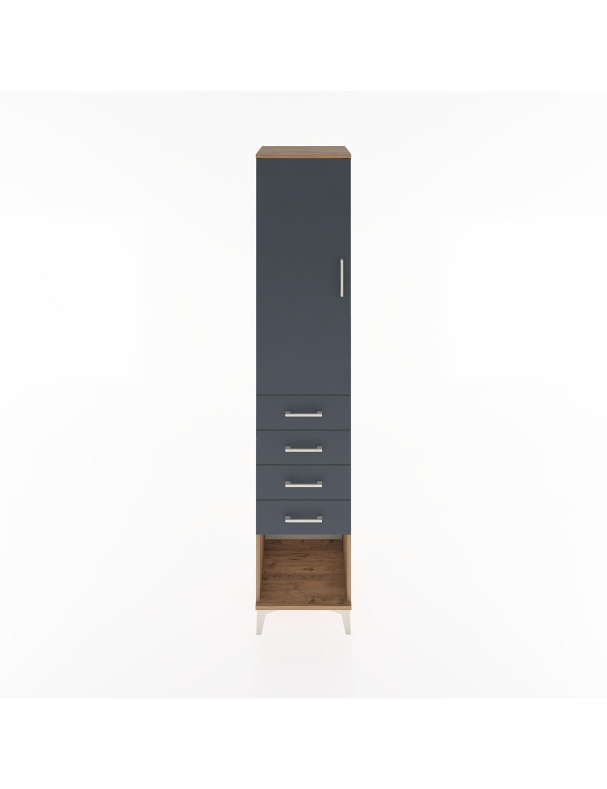 Hyperion Dolap 2 Raflı 4 Çekmeceli Tek Askılı 44x44x221 Çam-Antrasit