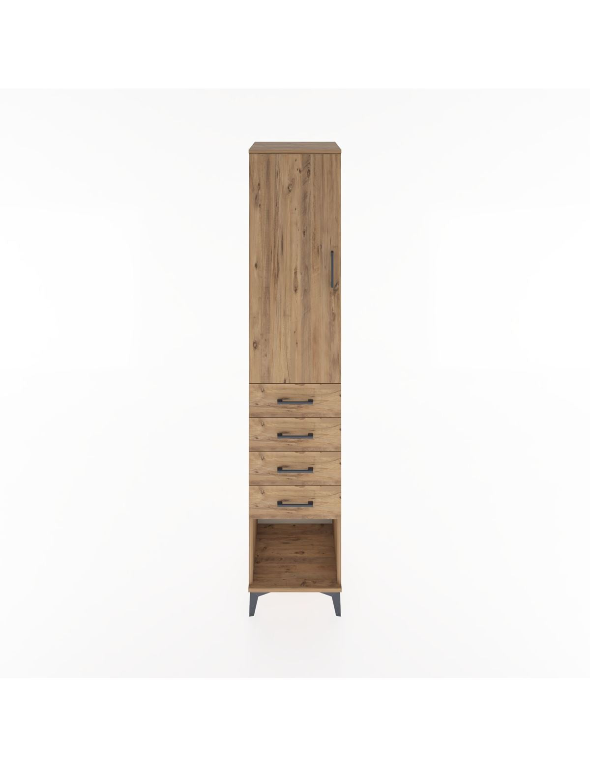 Hyperion Dolap 2 Raflı 4 Çekmeceli Tek Askılı 44x44x221 Çam-Çam