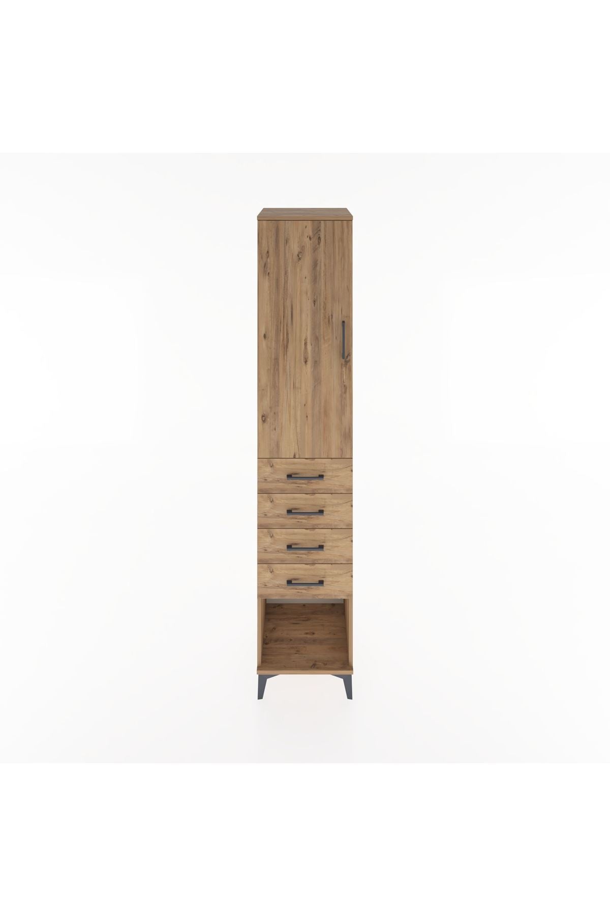 Hyperion Dolap 2 Raflı 4 Çekmeceli Tek Askılı 44x44x221 Çam-Çam