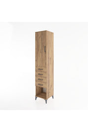 Hyperion Dolap 2 Raflı 4 Çekmeceli Tek Askılı 44x44x221 Çam-Çam