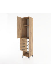 Hyperion Dolap 2 Raflı 4 Çekmeceli Tek Askılı 44x44x221 Çam-Çam