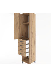 Hyperion Dolap 2 Raflı 4 Çekmeceli Tek Askılı 44x44x221 Çam-Çam