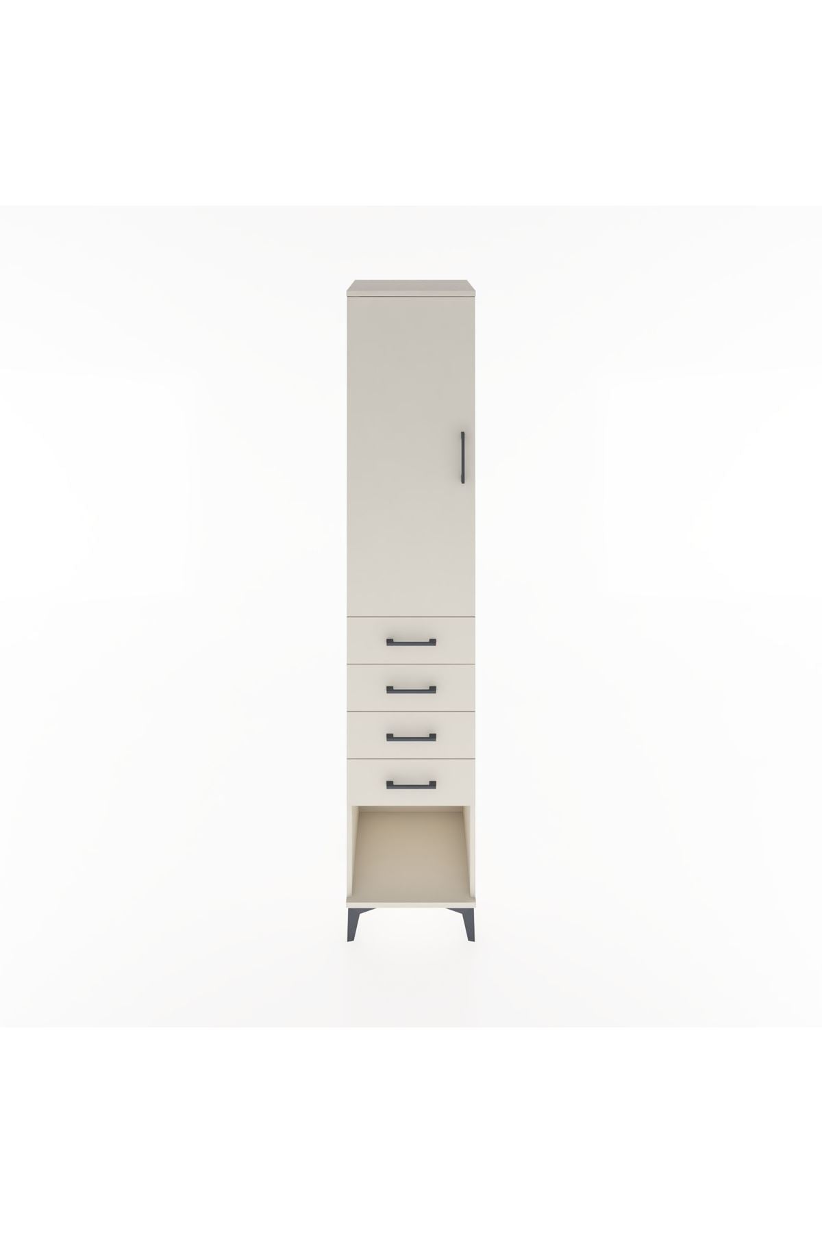 Hyperion Dolap 3 Raflı 4 Çekmeceli Tek Kapaklı 44x44x221 Aytaşı-Aytaşı