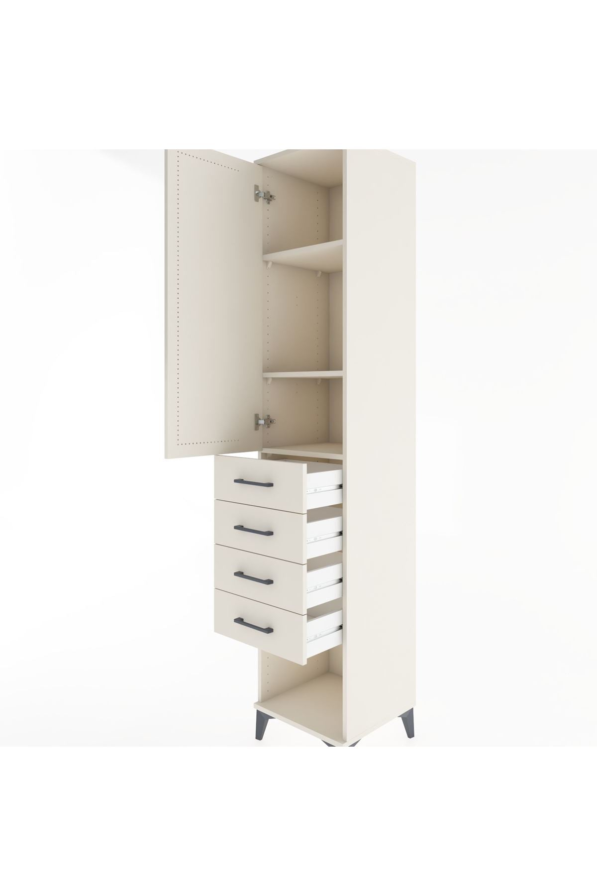 Hyperion Dolap 3 Raflı 4 Çekmeceli Tek Kapaklı 44x44x221 Aytaşı-Aytaşı