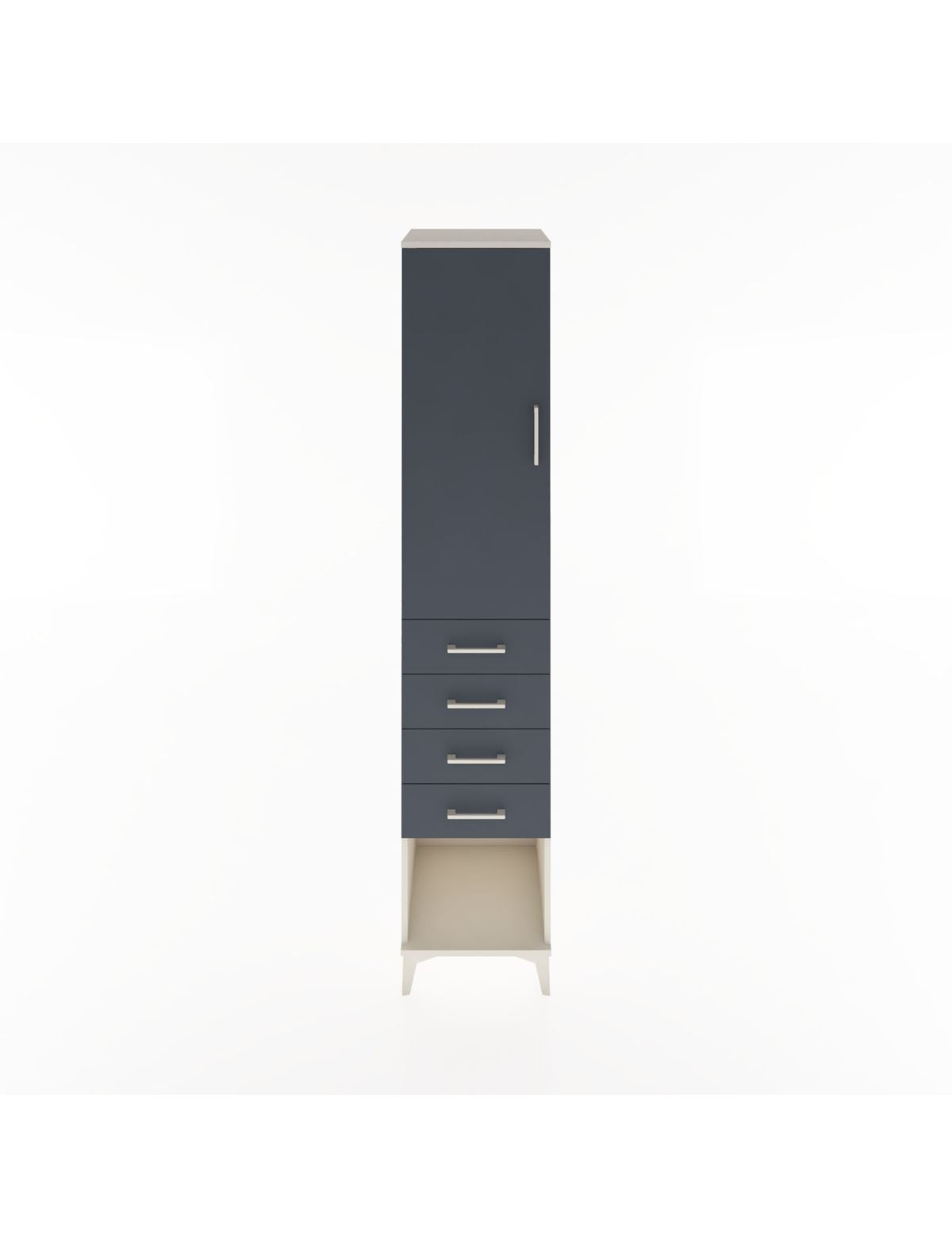 Hyperion Dolap 3 Raflı 4 Çekmeceli Tek Kapaklı 44x44x221 Aytaşı-Antrasit