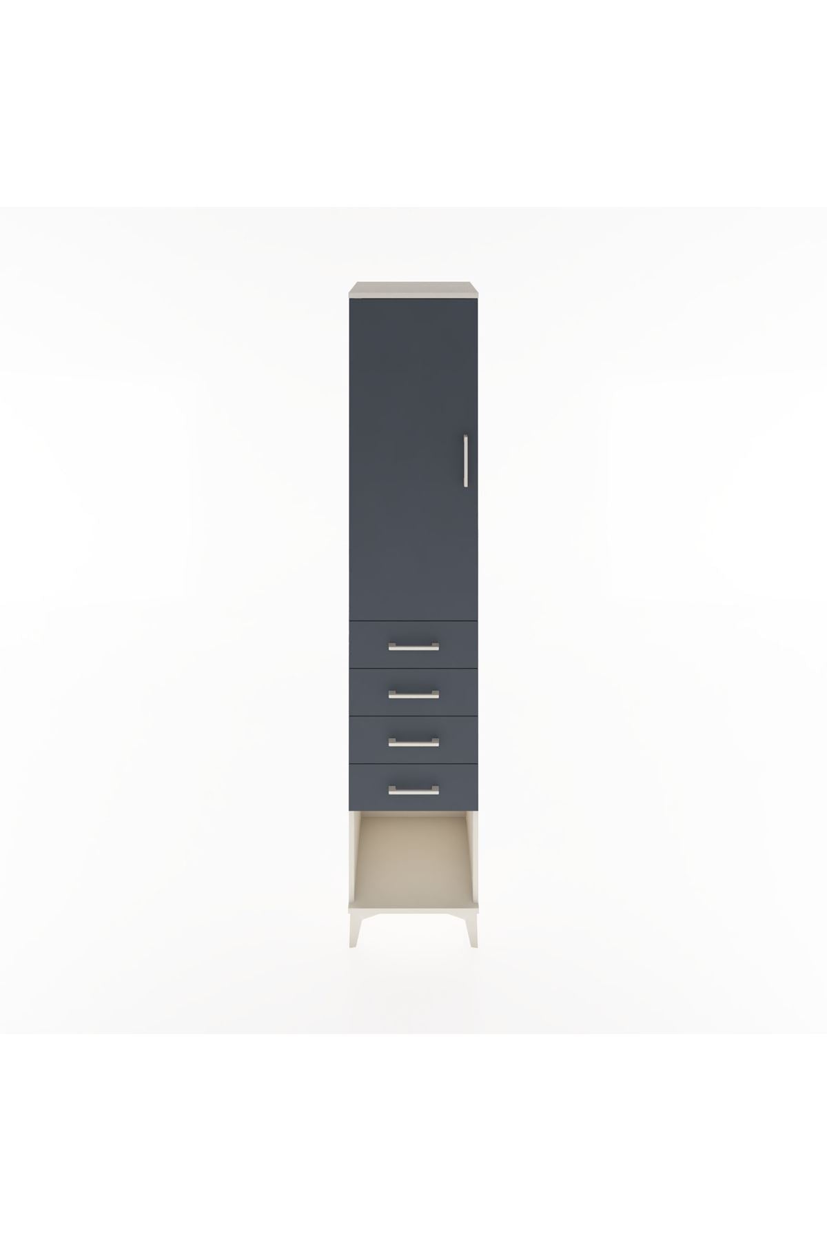 Hyperion Dolap 3 Raflı 4 Çekmeceli Tek Kapaklı 44x44x221 Aytaşı-Antrasit