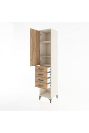 Hyperion Dolap 3 Raflı 4 Çekmeceli Tek Kapaklı 44x44x221 Aytaşı-Çam