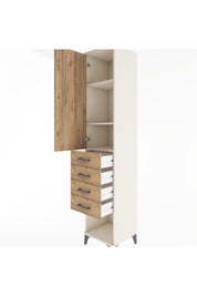 Hyperion Dolap 3 Raflı 4 Çekmeceli Tek Kapaklı 44x44x221 Aytaşı-Çam