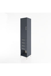 Hyperion Dolap 3 Raflı 4 Çekmeceli Tek Kapaklı 44x44x221 Antrasit-Antrasit