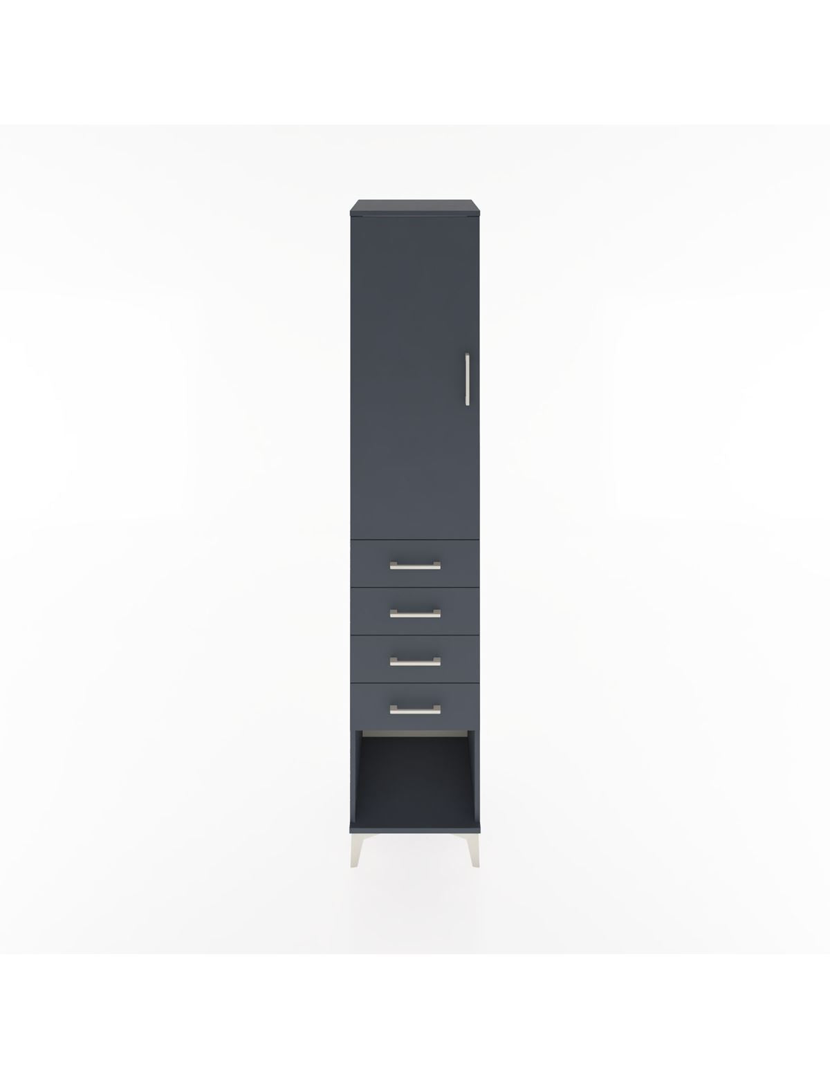 Hyperion Dolap 3 Raflı 4 Çekmeceli Tek Kapaklı 44x44x221 Antrasit-Antrasit