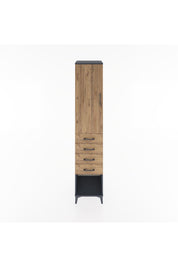 Hyperion Dolap 3 Raflı 4 Çekmeceli Tek Kapaklı 44x44x221 Antrasit-Çam