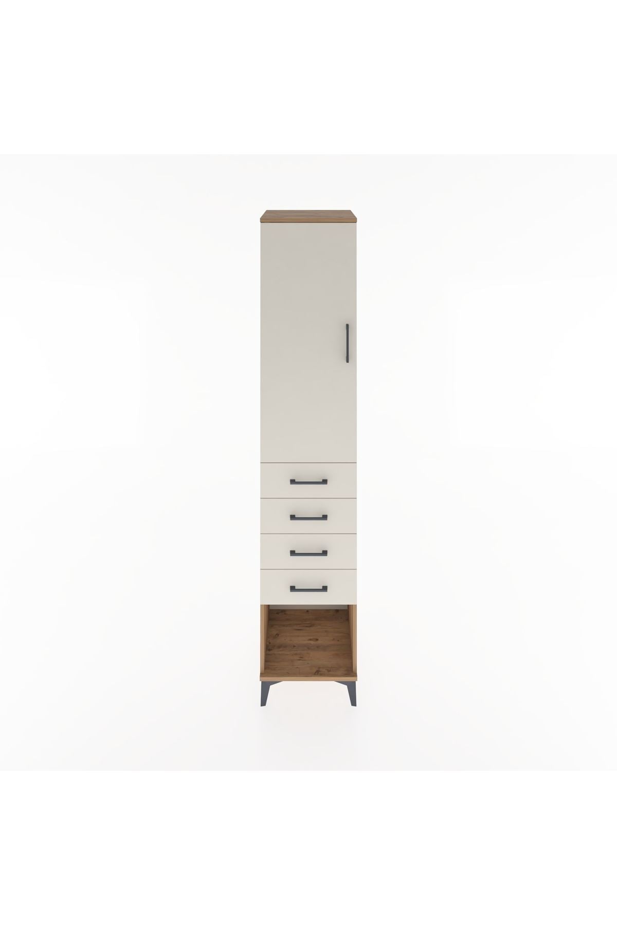 Hyperion Dolap 3 Raflı 4 Çekmeceli Tek Kapaklı 44x44x221 Çam-Aytaşı