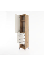 Hyperion Dolap 3 Raflı 4 Çekmeceli Tek Kapaklı 44x44x221 Çam-Aytaşı