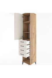 Hyperion Dolap 3 Raflı 4 Çekmeceli Tek Kapaklı 44x44x221 Çam-Aytaşı