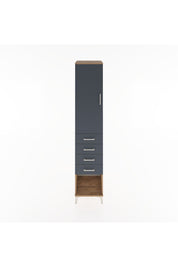 Hyperion Dolap 3 Raflı 4 Çekmeceli Tek Kapaklı 44x44x221 Çam-Antrasit