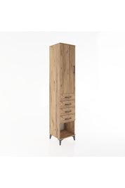 Hyperion Dolap 3 Raflı 4 Çekmeceli Tek Kapaklı 44x44x221 Çam-Çam