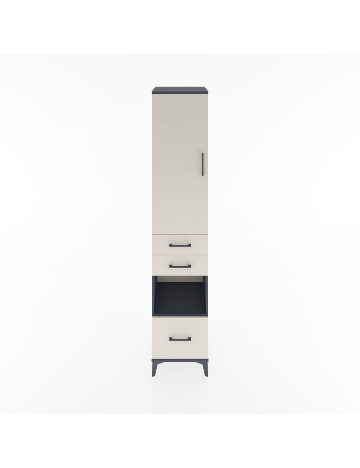 Hyperion Dolap 3 Raflı 3 Çekmeceli Tek Askılı 44x44x221 Antrasit-Aytaşı